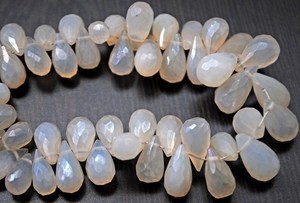 ลูกปัดหินแคลเซโดนีสีขาวธรรมชาติทรงหยดน้ำเจียระไนแบบเหลี่ยม สำหรับทำเครื่องประดับแฮนด์เมด - Product Image 2