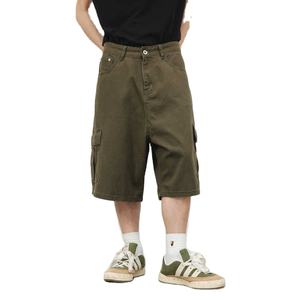 Short d'été en denim décontracté à boutons, jorts larges avec poches, short cargo en denim pour hommes, personnalisation - Product Image 3