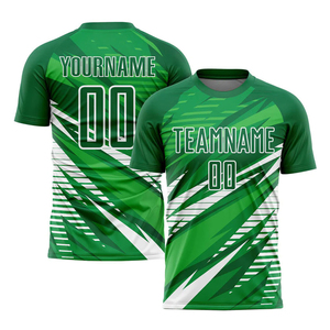 High Quality Custom Green White Heat-transfer Printing <b>Soccer</b> Uniforms Wholesale Adult Sizes Customized Fabric Customized - Product Image 6