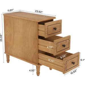 Table de chevet en bois massif avec tiroirs, idéale comme table d'appoint pour canapé ou table basse - Product Image 6