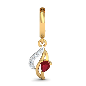 Pendientes de Lujo para Mujer, Chapados en Oro de 18K, con Incrustaciones de Rubí en Forma de Corazón y Diamantes Redondos Brillantes, Joyería para Boda - Product Image 3