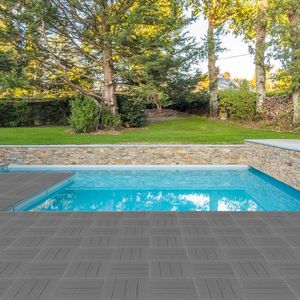 Pacco da 27 mattonelle di plastica ad incastro 11.8 "x 11.8" per pavimenti impermeabili per interni/esterni in grigio scuro - Product Image 5