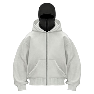 Sudadera con capucha de diseño para hombre, con cremallera frontal, logotipo personalizado, estampado y bordado, de algodón y forro polar, corte ajustado, estilo urbano, deportiva, tipo ninja - Product Image 4