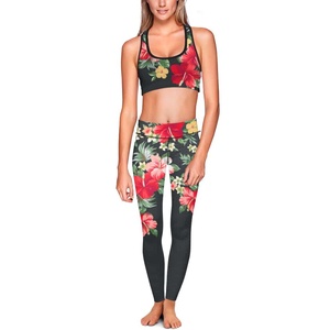 Ensemble de sport personnalisé avec impression par sublimation, leggings et soutien-gorge de yoga pour femmes, vêtements de sport actifs extensibles - Product Image 1