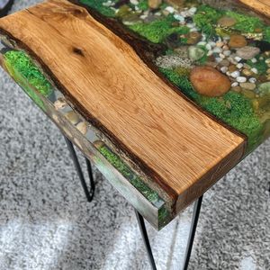 Forest Creek Wooden Moss <b>Epoxy</b> <b>Table</b> Handmade Rustic River Design <b>Coffee</b> <b>Table</b> Natural Pebble Art Luxury Nature Inspired Home - Product Image 3