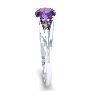 REYES, recién llegado, anillo de plata de ley 925 con piedra preciosa de amatista de corte redondo de 0,84 quilates para mujer, joyería fina exquisita con certificado GRA - Product Image 3