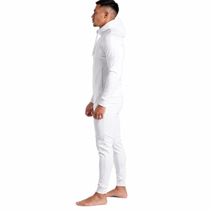 Men's White Full <b>Zip</b> <b>Hooded</b> Tracksuit With Side Pockets Regular Fit Casual Sportswear Spring Wear - Product Image 3