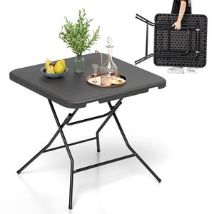 2.6FT Wood Grain HDPE Tabletop Outdoor Dining <b>Table</b> with Non-Slip Foot Pads <b>Foldable</b> Design - Product Image 1
