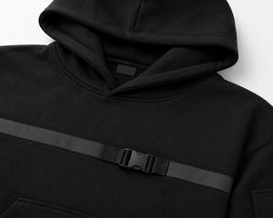 Sweat-shirt à capuche noir pour homme, coupe ample, en molleton français, avec poche, respirant, écologique, décontracté, pour l'hiver, en Spandex/Coton - Product Image 4