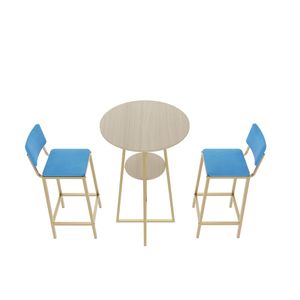 Set di tre sedie da bar con struttura dorata e cuscini e schienali in spugna, dotato di funzione contenitore - Product Image 3