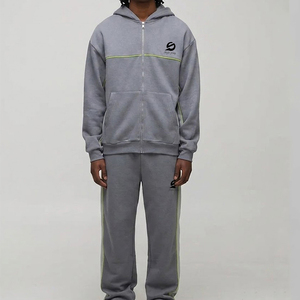 Survêtements pour hommes les plus vendus, 100 % coton, coupe-vent, respirants, avec logo personnalisé, fermeture éclair, couleur unie, grandes tailles - Product Image 1
