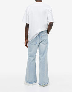 <b>Men's</b> Clothing Loose Straight Denim Custom <b>Embroidered</b> Logo Patches <b>Men's</b> <b>Jeans</b> High Quality Flared Distressed <b>Men</b> Wash <b>Jeans</b> - Product Image 2