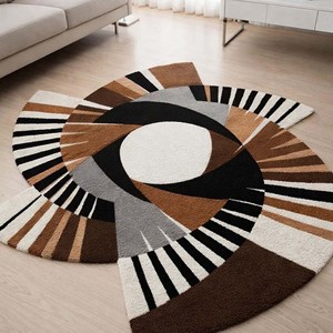 Modern Geometric Area <b>Rug</b> |Abstract <b>Hand</b> <b>Tufted</b> Circle Design Carpet Contemporary Living Room Bedroom Decorative Floor Decor <b>Rug</b> - Product Image 6