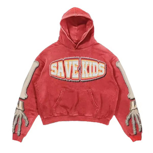 Sweat à capuche délavé et vieilli en tissu doux, style streetwear, pull unisexe, vente en gros, personnalisable - Product Image 1