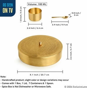 Boîte à épices Masala, conteneur de rangement pour épices, métal, design moderne artisanal, couvercle hermétique, compartiments divisés, 7 cuillères, cadeaux - Product Image 6