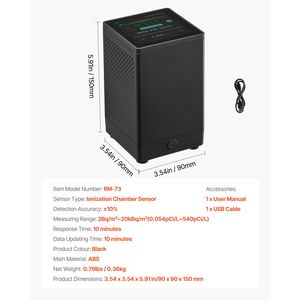 Rilevatore di Radon Ricaricabile per Casa con Display LCD a Colori, Misura da 2Bq a 20kBq/m3, Qualità dell'Aria - Product Image 6