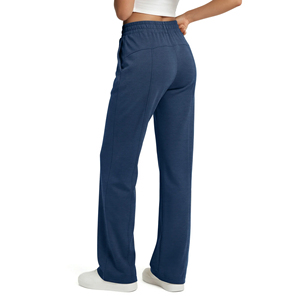 Vêtements de sport actifs pour femmes, pantalon droit en polaire respirant, taille haute, fermeture à cordon, longueur cheville, streetwear décontracté - Product Image 3