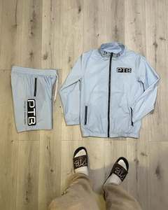Men's 2-Piece Custom Printed Streetwear Windbreaker Shorts and <b>Jacket</b> Set Waterproof Contrast Color Summer Wear - Product Image 3