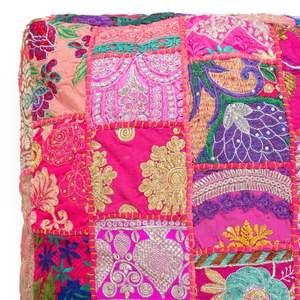 Cojín de suelo bohemio con diseño de patchwork, cuadrado, hecho a mano, bordado, de algodón, poliéster y lino, decoración para el hogar, estilo indio - Product Image 4