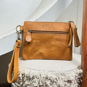 2025 Fashion Ladies <b>Hand</b> Tooled Leather Wristlet Handbag Luxury Design Genuine Cowhide Leather Shoulder <b>Mini</b> Bag for Women's - Product Image 6