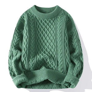 Men's <b>Thick</b> Knitted Pullover Sweater Solid Color Winter Warm <b>Long</b> Sleeve Crewneck Sweater 100% Acrylic - Product Image 3