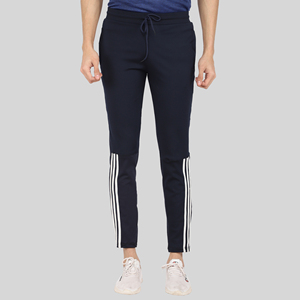 Pantalon de survêtement sport bleu quatre directions avec bande latérale, logo personnalisable, impression HD, délavage coloré, en Spandex/Polyester, séchage rapide, tailles homme M/L/XL - Product Image 1