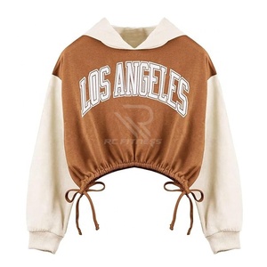 Sudadera con Capucha Lisa de Alta Calidad al por Mayor para Mujer, Top Corto Estilo Hip Hop Oversize Personalizado para Mujer - Product Image 2