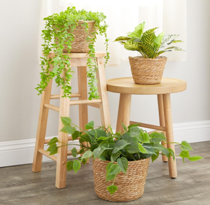 Pots de rangement de jardin en jacinthe d'eau naturelle de style rétro, fabriqués au Vietnam, avec poignées, tissés à la main, durables, pour l'extérieur, écologiques - Product Image 5