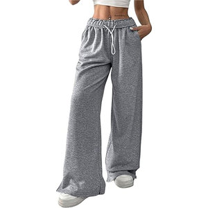 Pantalones deportivos de cintura baja con cordón para mujer, pantalones largos con bloques de color y bolsillos, joggers holgados informales para mujer - Product Image 3
