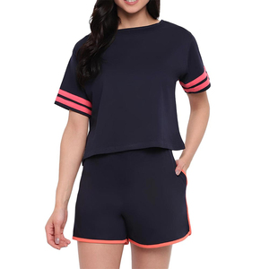 Custom Logo Best Price Women <b>Twin</b> <b>Set</b> Top Trending Product Women Regular Fit T-Shirt & Short <b>Set</b> for Sale Breathable OEM - Product Image 1