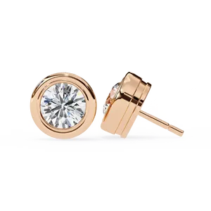 Fine Jewelry Pair Earwear Fastening <b>Post</b> Back 1.5ct <b>Round</b> Brilliant Cut Lab grown Diamond Solitaire Bezel Stud Earrings - Product Image 6