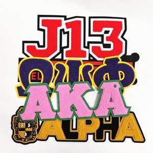 Patchs thermocollants personnalisés en forme de cœur, brodés de sequins chenille alphabet grec, écologiques, pour chapeaux de fraternités et sororités - Product Image 2