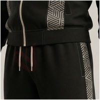 Ensemble de survêtement noir pour homme, manches longues, col montant, fermeture éclair sur le devant, motif géométrique, respirant, coupe décontractée, vêtements d'automne
