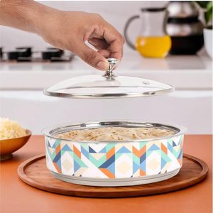 Casserole ronde en acier inoxydable, design géométrique moderne, durable - Product Image 5