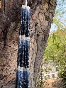Chaîne de perles de pierre bleue facettées pour la fabrication de bijoux, 16 pouces, forme Rondelle Ombre - Product Image 2