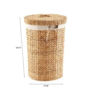 Handwoven Water Hyacinth <b>Laundry</b> <b>Basket</b> <b>with</b> <b>Lid</b> Natural Storage <b>Basket</b> for Home Organization - Product Image 3