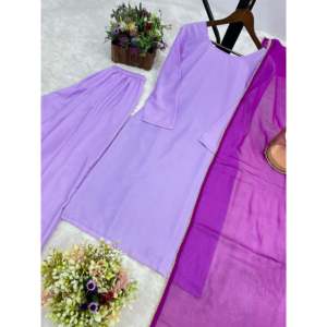 Hermoso conjunto de chifón listo para usar (top, pantalón y dupatta) con borde de encaje - Product Image 3
