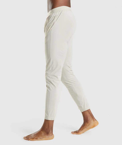 Men's <b>White</b> Elastic Waist Sweatpants Side Pockets Lightweight Cotton Spandex Casual <b>Joggers</b> Summer Wear - Product Image 5