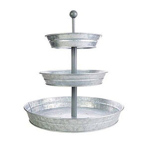 Vintage Galvanized <b>3</b> <b>Tier</b> Serving Tray Rustic for Birthdays Wedding Party Dessert Holder <b>Stand</b> - Product Image 3