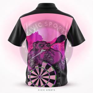 เสื้อทีมโบว์ลิ่งและดาร์ทบอร์ดแขนสั้นคุณภาพสูงขายดี ระบายอากาศได้ดี พิมพ์ลายโลโก้ตามสั่งด้วยเทคนิคฮีททรานเฟอร์ - Product Image 4
