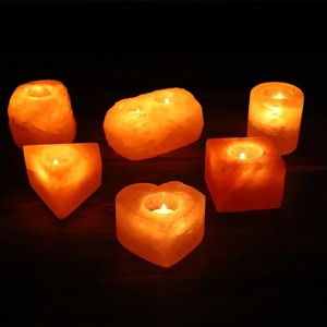 Lampe en sel de cristal de l'Himalaya, pierre naturelle raffinée, porte-bougie, décoration aromathérapie pour la maison, emballage en sachet solide - Product Image 1