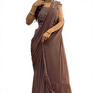 Fatema Fashion Indian Sarees Blouse Women's Faux Georgette Embroidery Sequence Work Ethnic Modern <b>Designs</b> Wedding Season - Product Image 1