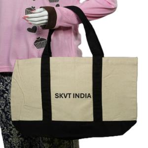 Sac fourre-tout écologique en coton biologique 100% avec logo personnalisé imprimé, réutilisable, à poignée supérieure, fermeture à glissière et bouton, sac promotionnel - Product Image 4