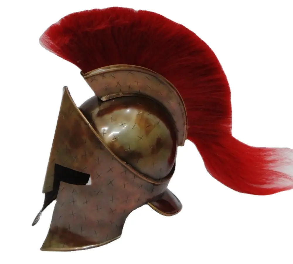 Casque du roi médiéval Leonidas 300 avec panache rouge beau cadeau de décoration de costume d'halloween-du film 300 CHMH30019