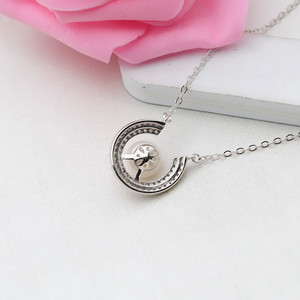 Collier en argent S925 avec perle, pendentif pour clavicule, accessoires de bricolage, style européen américain, composants de bijoux coréens - Product Image 3