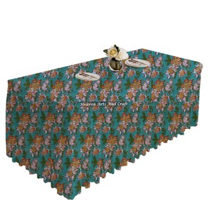 Mantel plisado con estampado de bloques florales coloridos, manteles plisados rectangulares, cubierta de mesa de fiesta bohemia, regalos de fiesta en casa - Product Image 3
