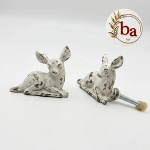 Poignée de meuble en fonte blanche vieillie style rustique, réglable, en forme de cerf, pour tiroirs et armoires - Product Image 4