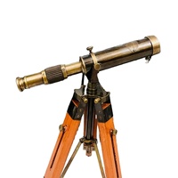 Télescope en laiton finition antique marron, support en bois de style ancien, fait main, OLD WORLD pour artisanat de l'Uttarakhand, à vendre