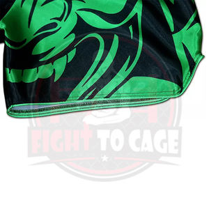 Pantalones Cortos de Boxeo Muay Thai Negros y Verdes Estampados, Elásticos, Transpirables, Ligeros, 100% Poliéster, para Entrenamiento de MMA - Product Image 5