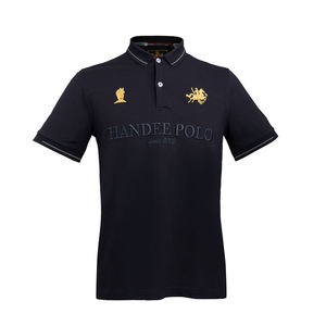 Polo HANDEE para Hombre, Negro, Manga Corta, con Logotipo Bordado, Estilo Casual, Corte Regular, Tela de Algodón Piqué - Product Image 5